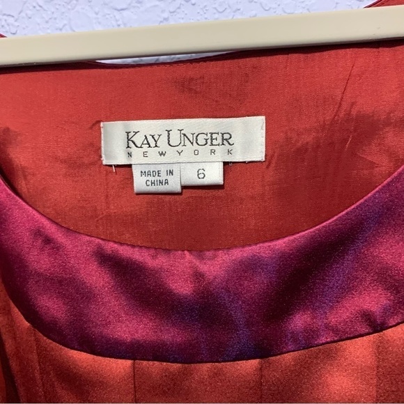 Kay Unger Sleeveless Lined Pleated Ribbon Cocktail Dress - Picture 2 of 6